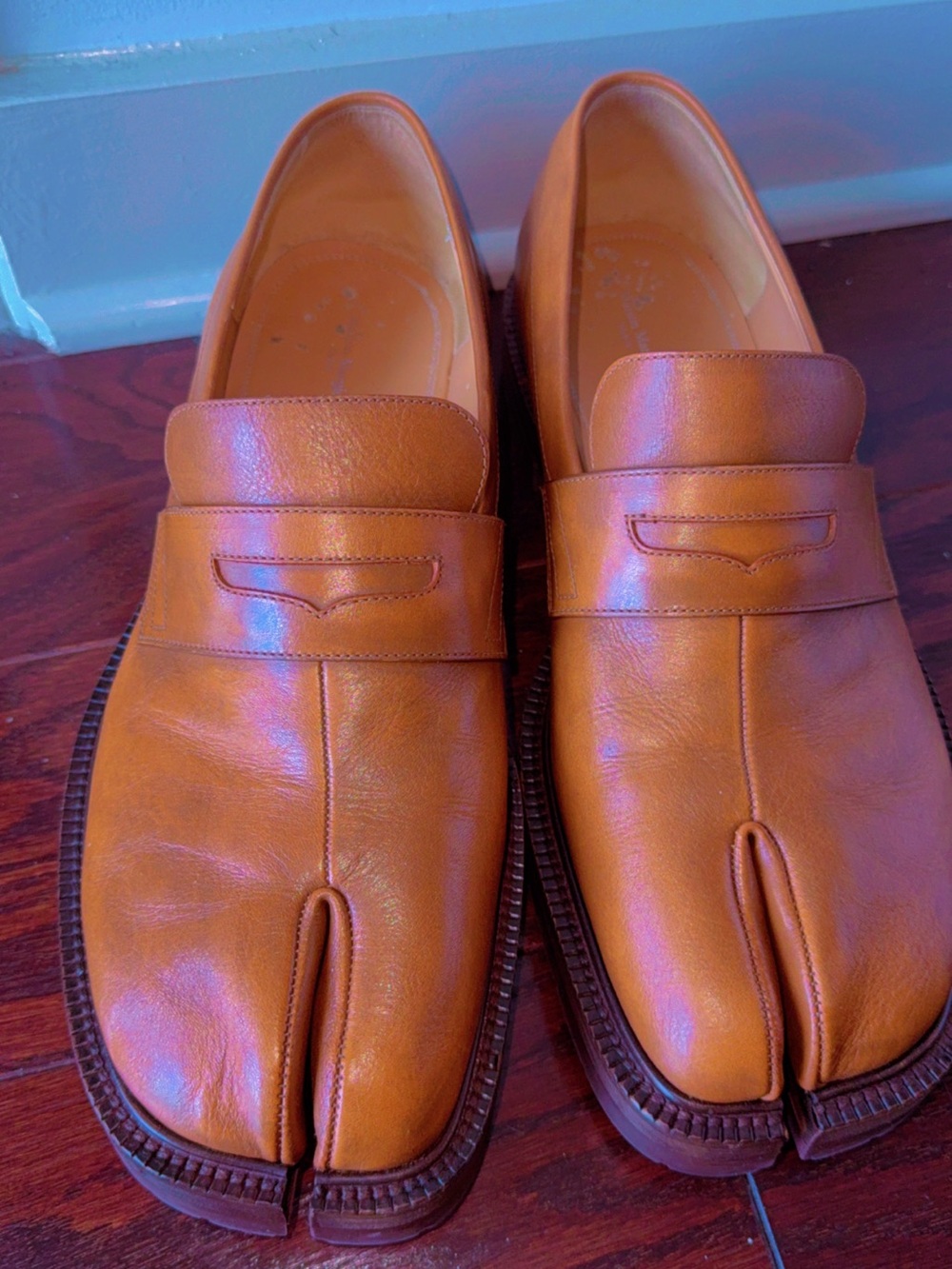 Maison Martin Margiela Cognac Split-Toe Penny Loafers